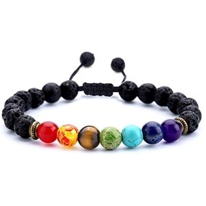 Bead Bracelet Lava Rock 7 Chakras Aromatherapy